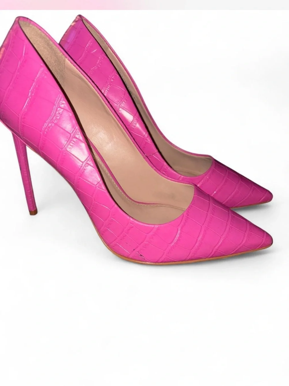 Steve Madden Hot Pink Croc Embossed Stiletto Pumps Size 8.5
